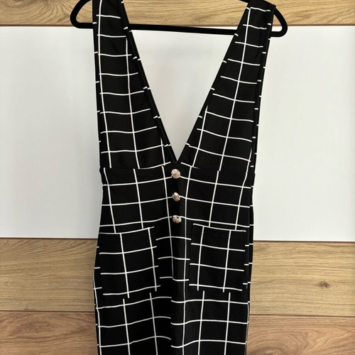 Dress black with white lines and gold buttons like new, Small
