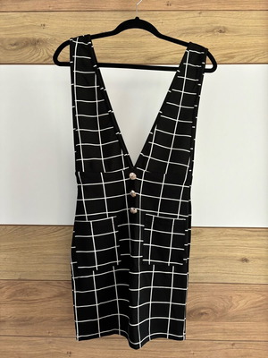 Dress black with white lines and gold buttons like new, Small