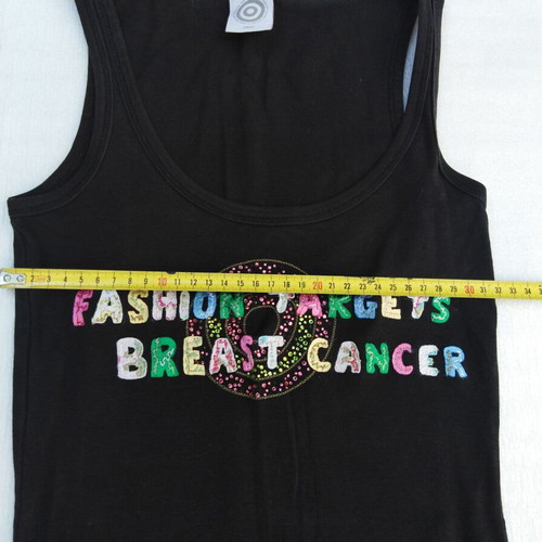 Black Y2K tirante top like new with colorful Fashion Targets Breast Cancer design