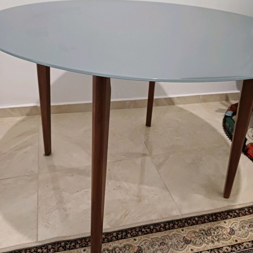 Ravenna wooden table with glass top used model Lucille