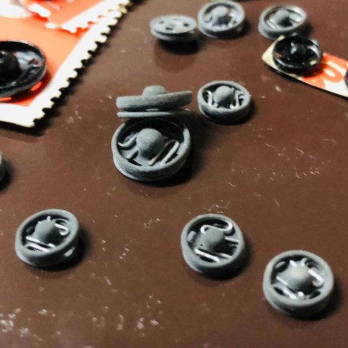 Metal snaps new, pack of 25 pieces, black and gray