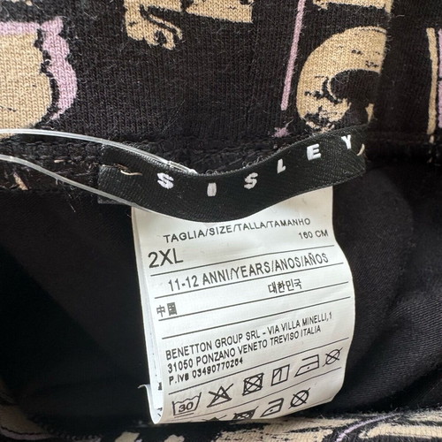 Sisley cycling leggings black with designs for girl 11-12 years new