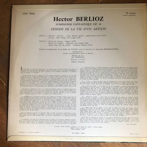 Hector Berlioz Symphonie Fantastique Op. 14 vinyl record used