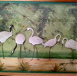 Πίνακας τέχνης vintage με θέμα πτηνά χειροποίητη κατασκευή