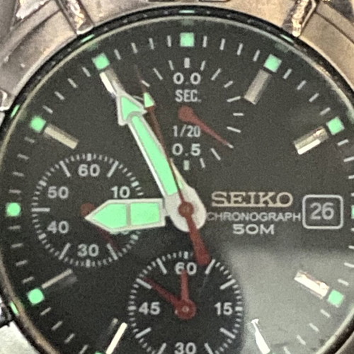 Seiko Chronograph men's watch like new, black and silver