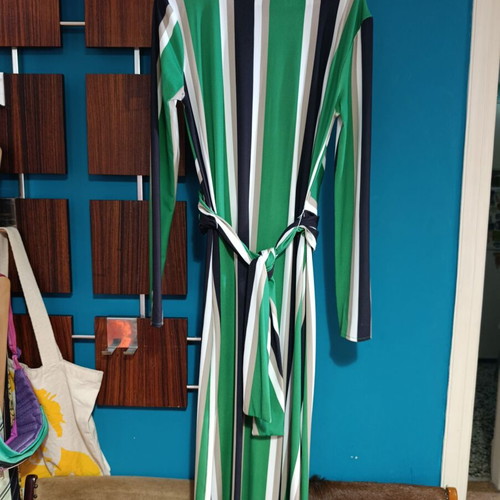 Zara striped midi dress like new, black and green
