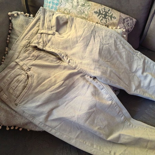 Slim pants used, elastic, light gray, size small