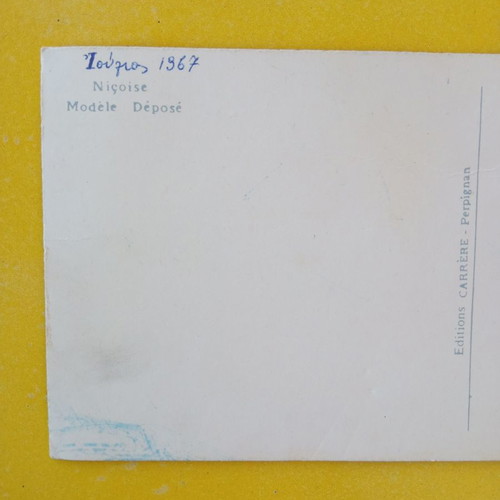 Felt postcard used, France 1967 with national costume