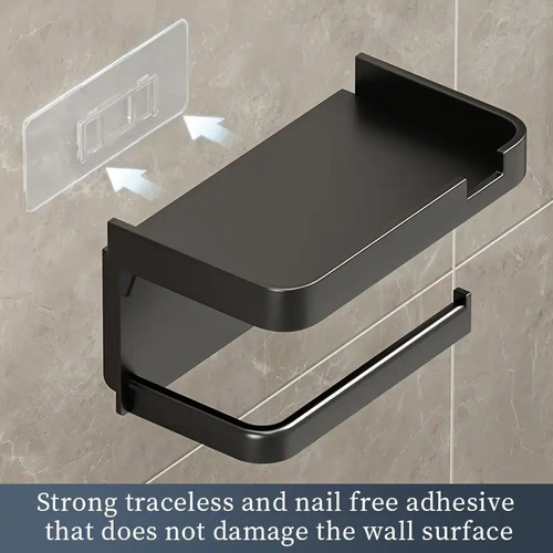Self-adhesive toilet paper holder with phone shelf new