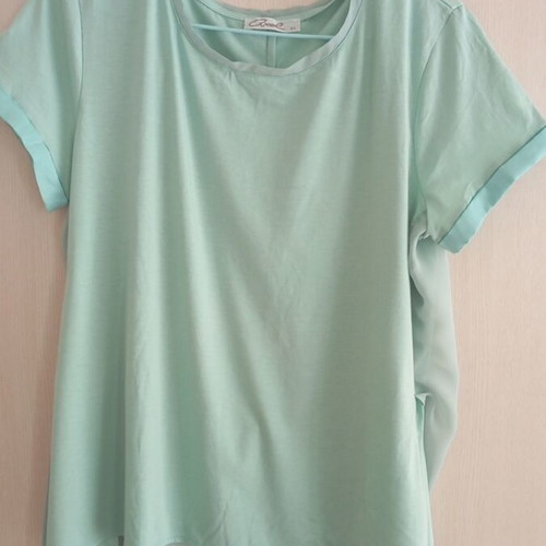 Axel blouse like new, green with transparent back, XXL