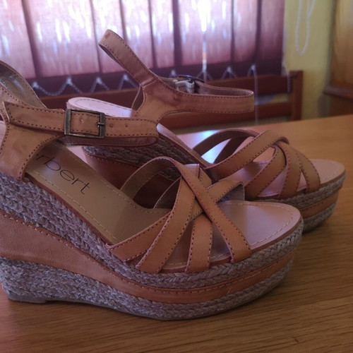 Platform sandals new, beige brown, size 38