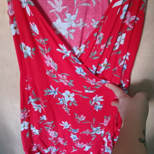 Red floral dress large H&M like new