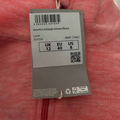 Mountain Warehouse Snowdon Melange women's fleece UK 12, coral