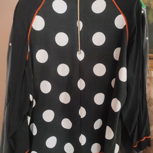Atos Lombardini thin sweatshirt black with white polka dots like new