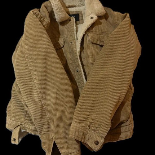 Sherpa-Lined Corduroy Jacket Pull & Bear Large like new, camel