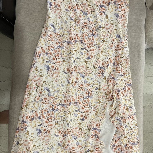 H&M Asymmetric Open-Shoulder Midi Dress Floral, size L