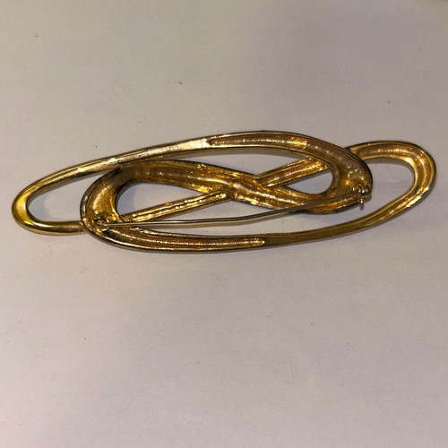 Vintage metal brooch used, two-tone abstract design