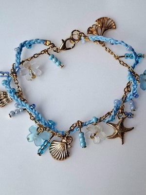 Women's handmade bracelet, turquoise and gold, made to order