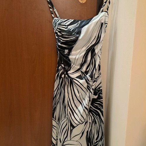 Toi&Moi dress used, black and white satin, size S