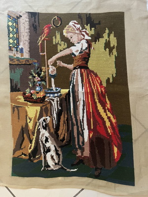 Handmade textile painting like new, dimensions 0.47x0.34