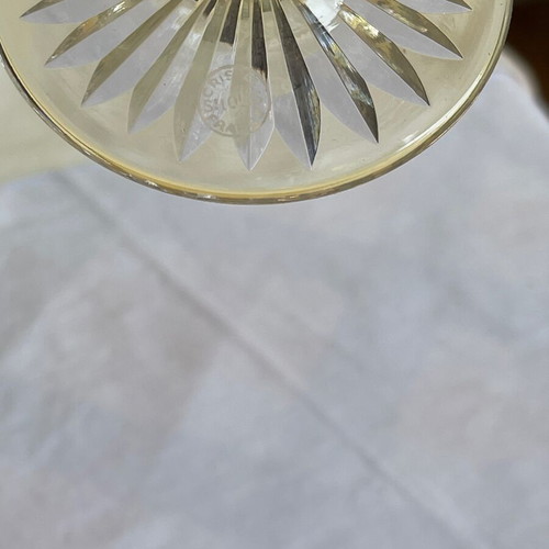 Saint Louis crystal glass set of 9 used, antique Art Deco 1928