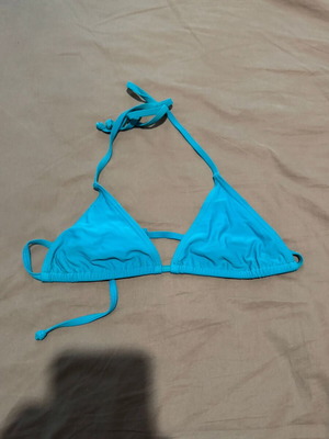 Bikini top triangle turquoise tied S-M like new