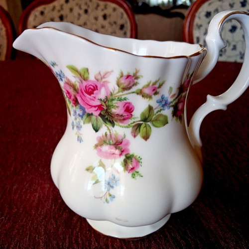 Vintage porcelain milk jug Royal Albert Moss Rose