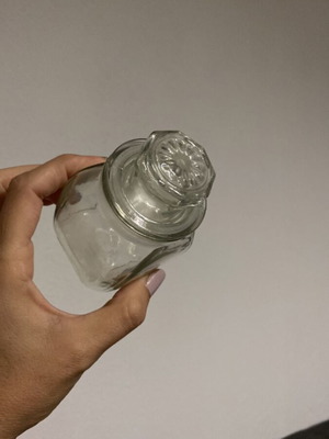 Vintage glass jar with embossed lid like new