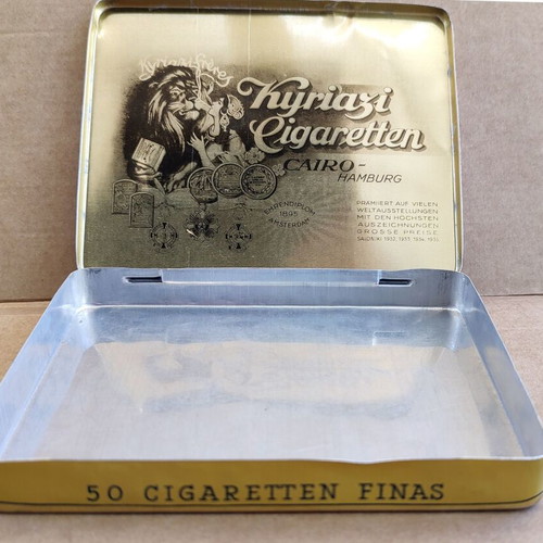 Kyriazi Frères metal cigarette tin Cairo used