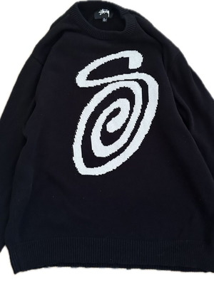 stussy knit sweater hoodie Large