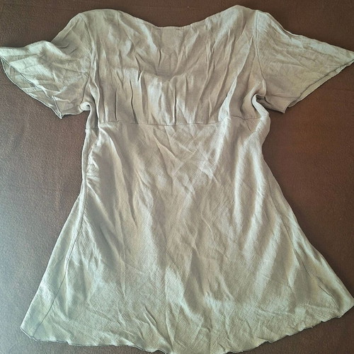Kanellis blouse with bow, khaki, size Medium