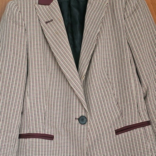Zara checked jacket used with burgundy details, size S