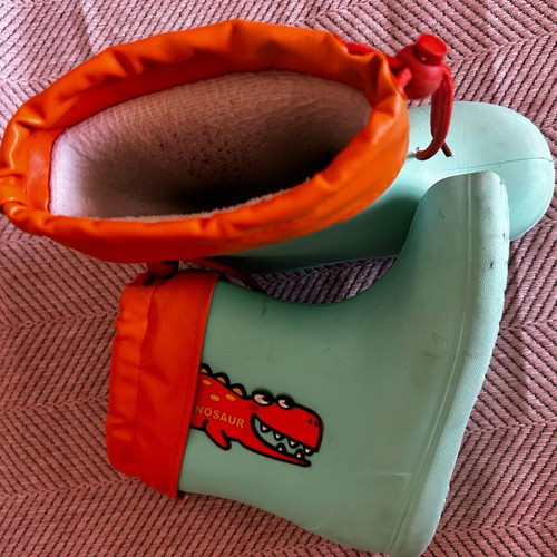 Girls' rain boots used with dinosaurs size 29 turquoise