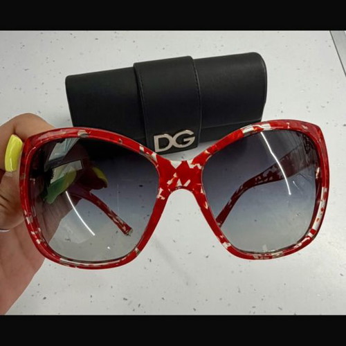 Dolce & Gabbana DG4111 sunglasses, red and white patterned frame