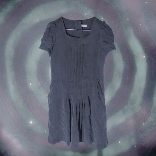 Whistler dress used, 100% silk bluish gray, size L