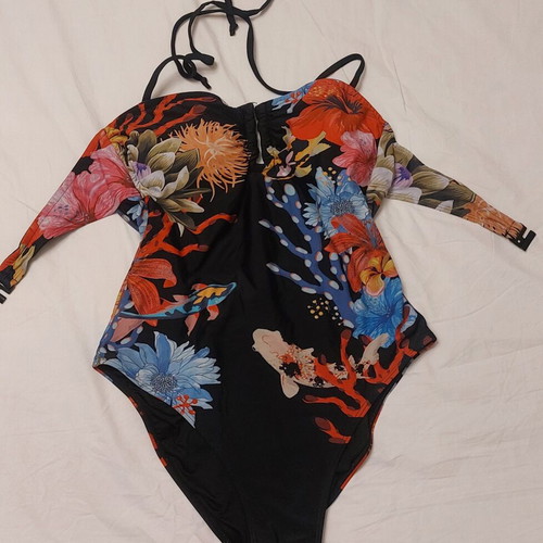 Desigual Strapless One-Piece Swimsuit like new, black multicolor, size L