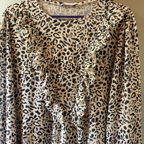 Zara midi leopard dress like new, cream and black, size L