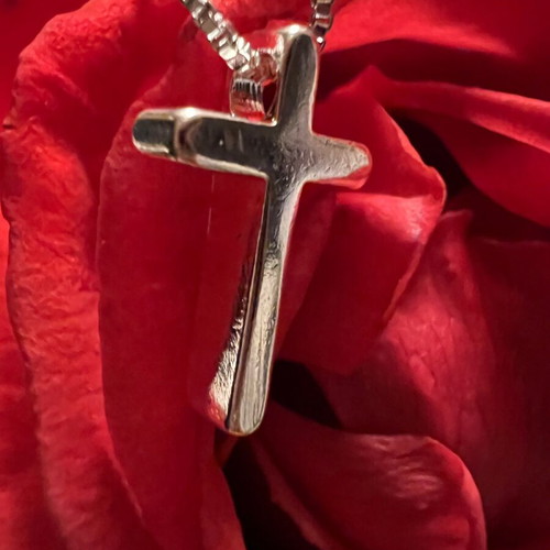 Silver small cross and chain new