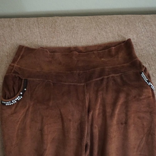 Velvet jogger pants brown like new with decorative stones