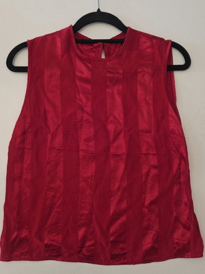 Vintage St Michael red striped sleeveless shell blouse like new