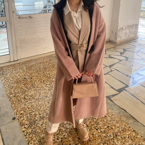 Elena Makri Mykonos 100% Mohair Wool Coat like new, limited edition, pink, size S–M