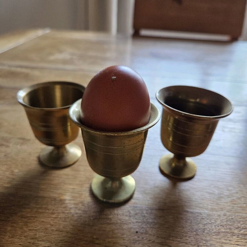 Vintage brassware set of 5 used, ideal for egg cups or serving