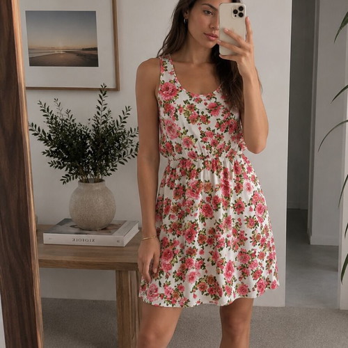 Floral dress new summer pink size S