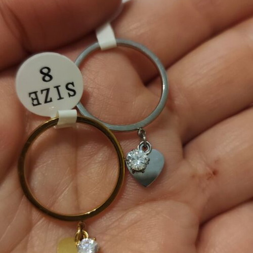 Rings new stainless steel in gold and silver color with heart and rhinestone
