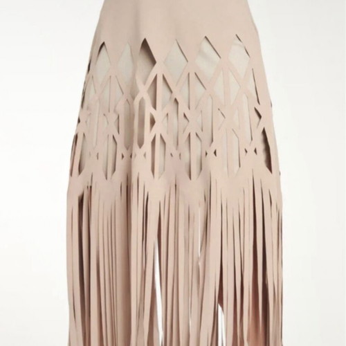 Cutcuutur midi skirt like new, beige with laser cut design