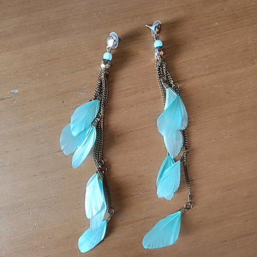 Dangling earrings like new, turquoise