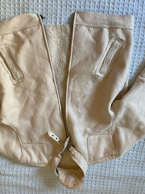 Suede jacket used with fur lining white