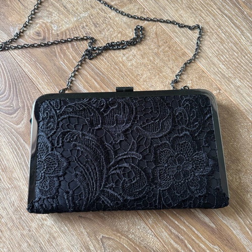 Eternel lace clutch crossbody bag worn once, black