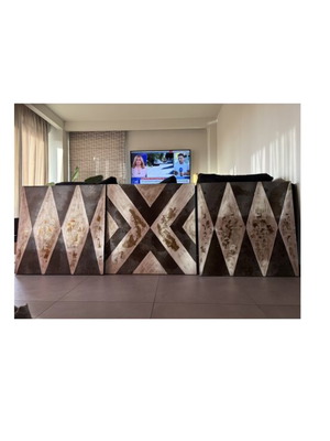 Modern art prints like new, black white beige with gold accents