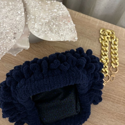 Puffy bag dark blue new handbag